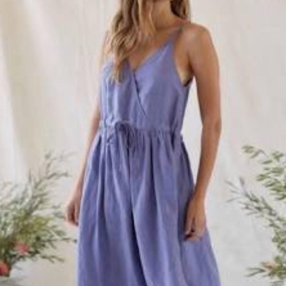 Christy Dawn "The Lincoln Dress" in Periwinkle Linen Size S